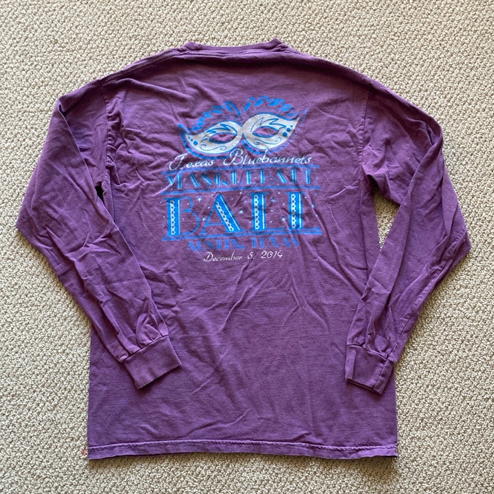 Comfort Colors Masquerade Ball TXBB Purple Long Sleeve T-Shirt Unisex Sz Medium